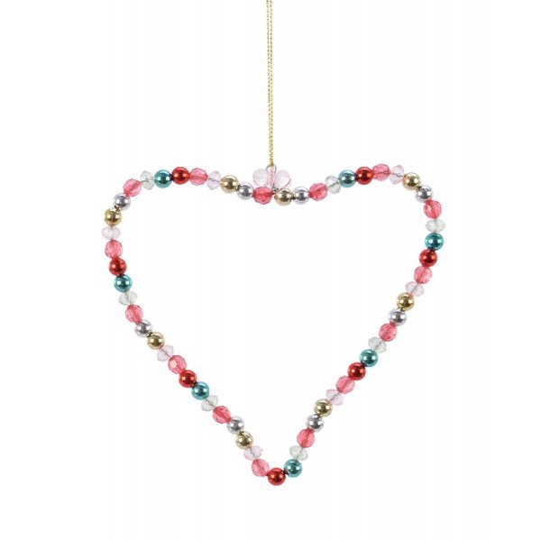 Χριστουγεννιάτικη Μεταλλική Καρδιά με Χάντρες (14cm)